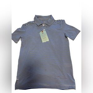 NWT Boys golf striped polo short sleeve shirt size 6/7. blue/white.